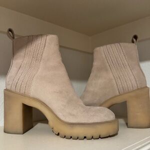 Dolce Vita Cream Suede Heeled Boots
